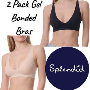 2 Pack- Splendid Gel Bonded Plunge Bras Black and Nude Size XL